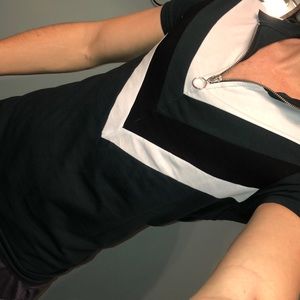 Short Sleeve Shirt with Zipper Collar